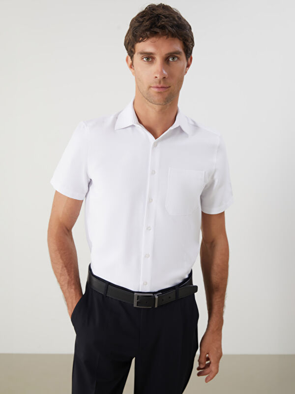LCW BUSINESS Regular Fit Kısa Kollu Armürlü Erkek Gömlek