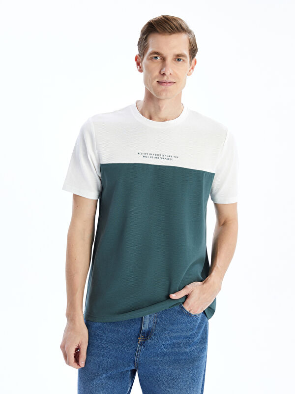 LCWAIKIKI Classic Crew Neck Short Sleeve Color Block Men's T-Shirt
