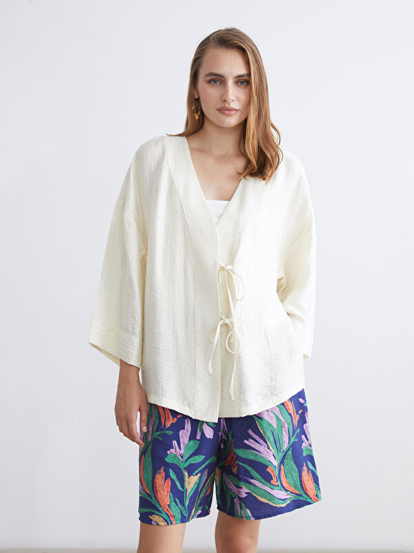 LCWAIKIKI Classic V Neck Textured Women's Kimono