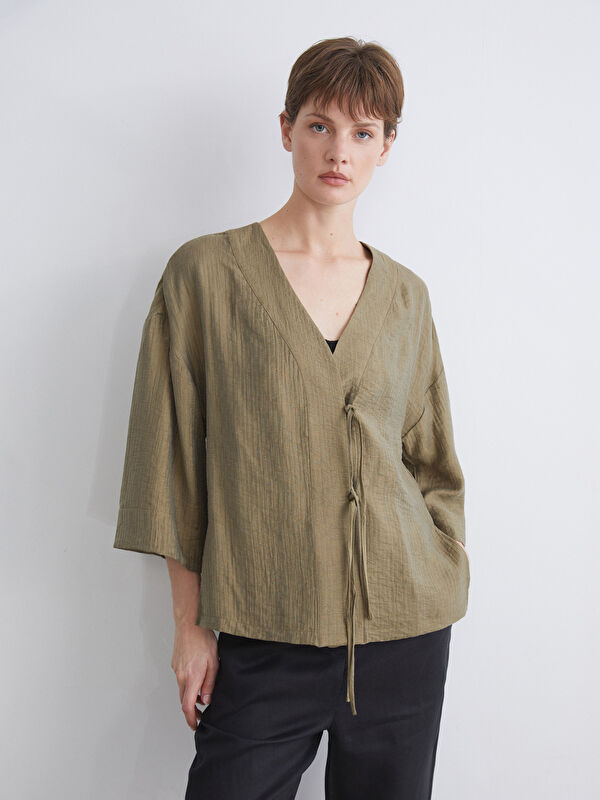 LCWAIKIKI Classic V Neck Textured Women's Kimono
