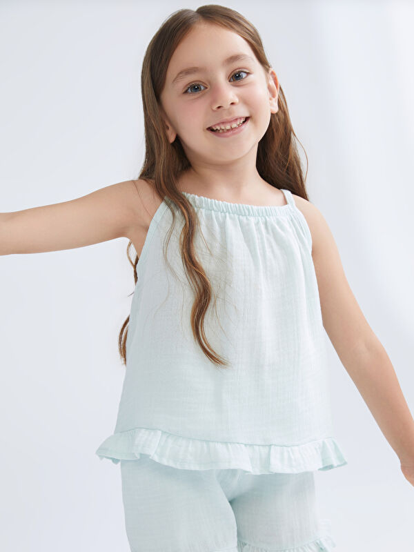 LCW Kids Nakışlı Kız Çocuk Bluz ve Şort 2'li