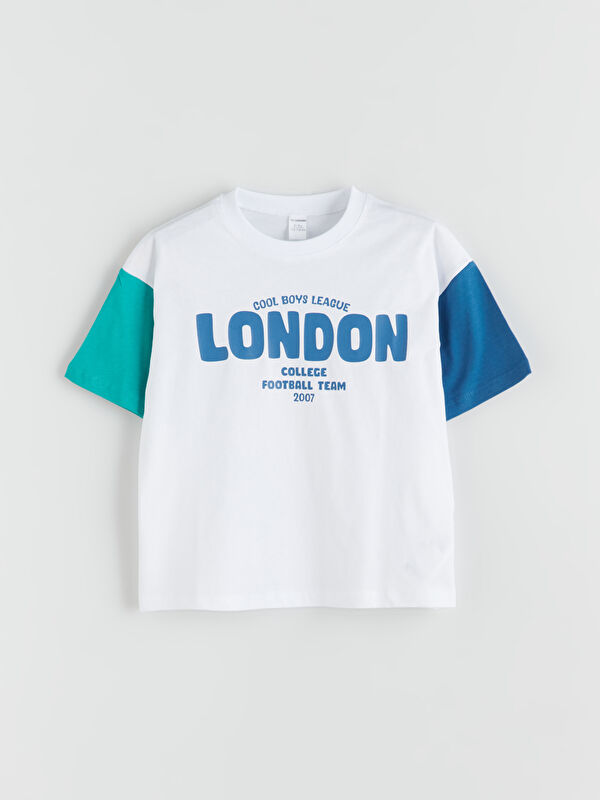 LCW Kids Bisiklet Yaka London Baskılı Erkek Çocuk Tişört