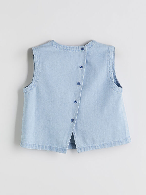 LCW Kids Mavi Bisiklet Yaka Taşlı Kız Çocuk Bluz - S5RU44Z4-V2T | LCW