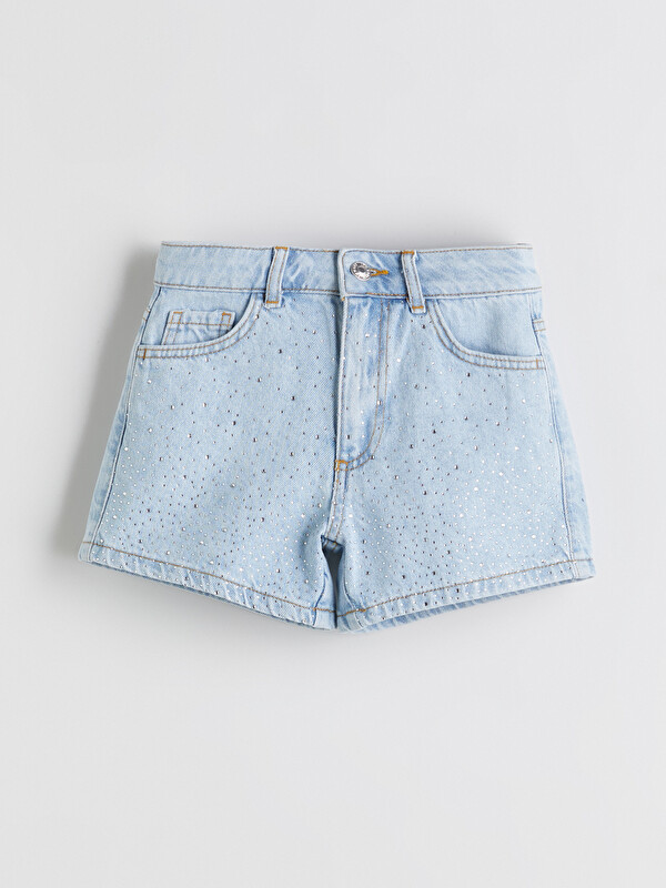 LCW Kids Rhinestone Embellished Girls' Denim Shorts