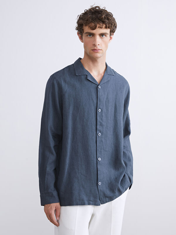SOUTHBLUE Regular Fit Uzun Kollu %100 Keten Erkek Gömlek