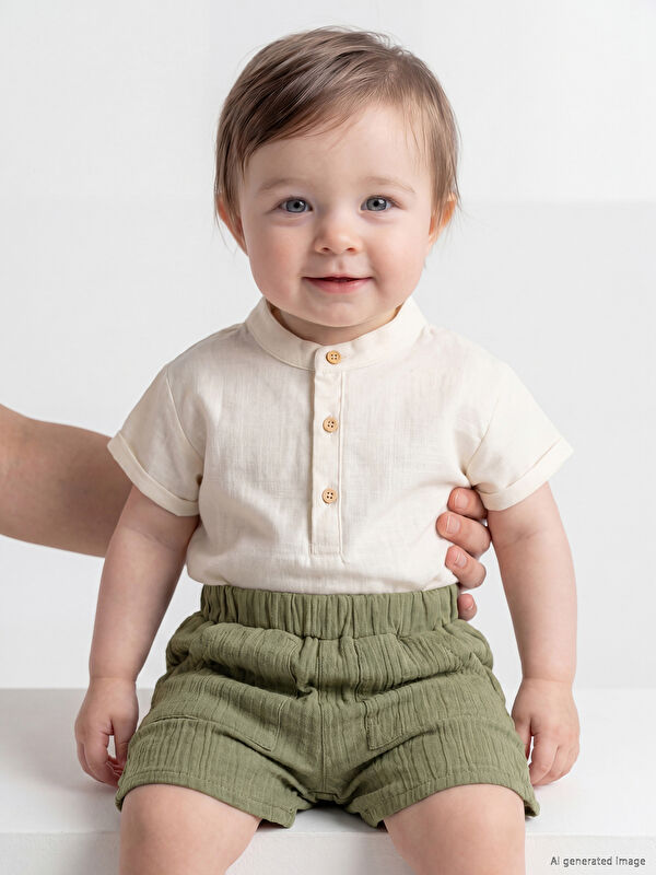 LCW baby Hakim Yaka Erkek Bebek Gömlek ve Şort 2'li