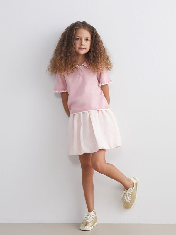 LCW Kids Beli Lastikli Pileli Kız Çocuk Etek