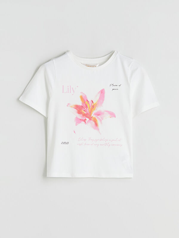 LCW DREAM Bisiklet Yaka Baskılı Kadın Pijama Üst