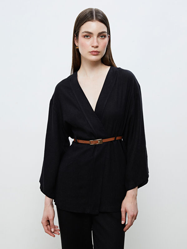 Soulife Şal Yaka Kemerli Kadın Kimono