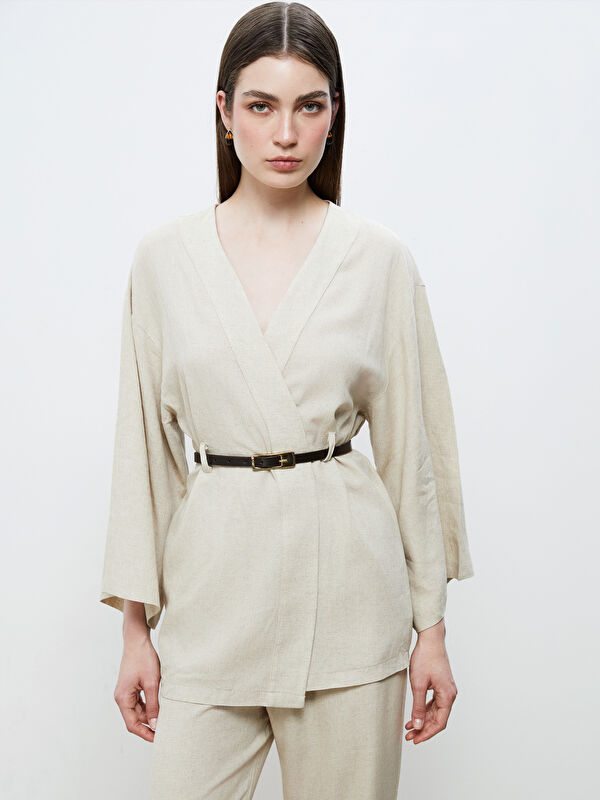 Soulife Şal Yaka Kemerli Kadın Kimono