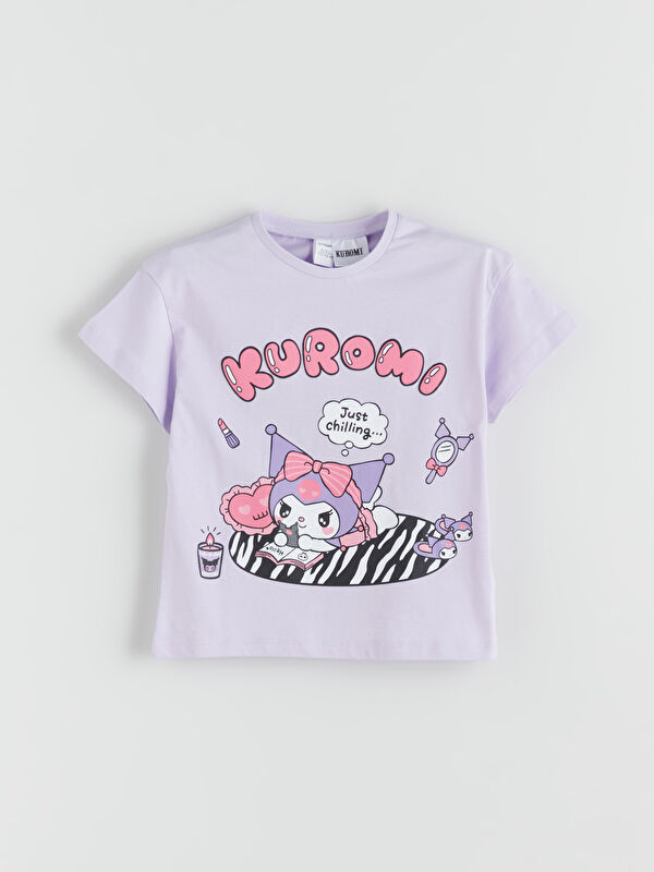 LCW Kids Bisiklet Yaka Kuromi Baskılı Kız Çocuk Tişört