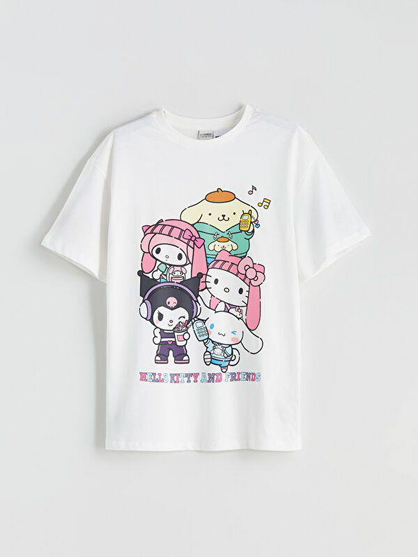 LCW Kids Bisiklet Yaka Hello Kitty ve Arkadaşları Baskılı Kız Çocuk Tişört