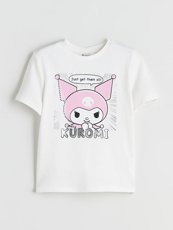 LCW Kids Bisiklet Yaka Kuromi Baskılı Kız Çocuk Tişört