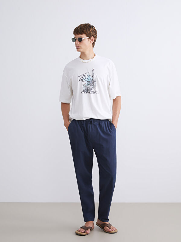 XSIDE Rahat Kalıp Keten Görünümlü Erkek Pantolon