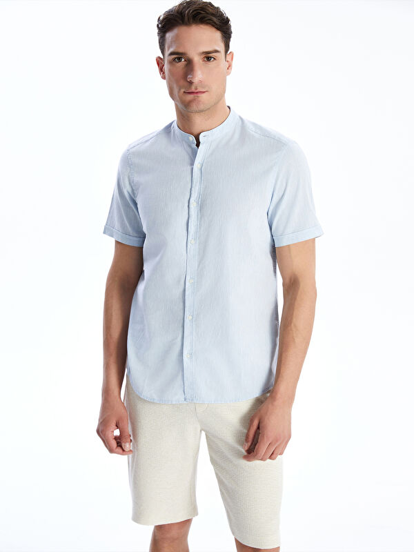 LCW Vision Regular Fit Kısa Kollu Keten Karışımlı Erkek Gömlek