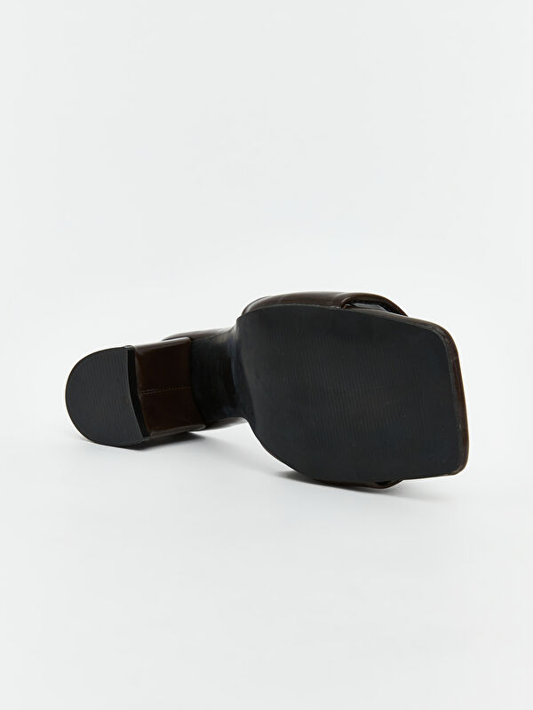 Lcw Steps Ekru Lcw Steps Deri Görünümlü Kadın Topuklu Terlik