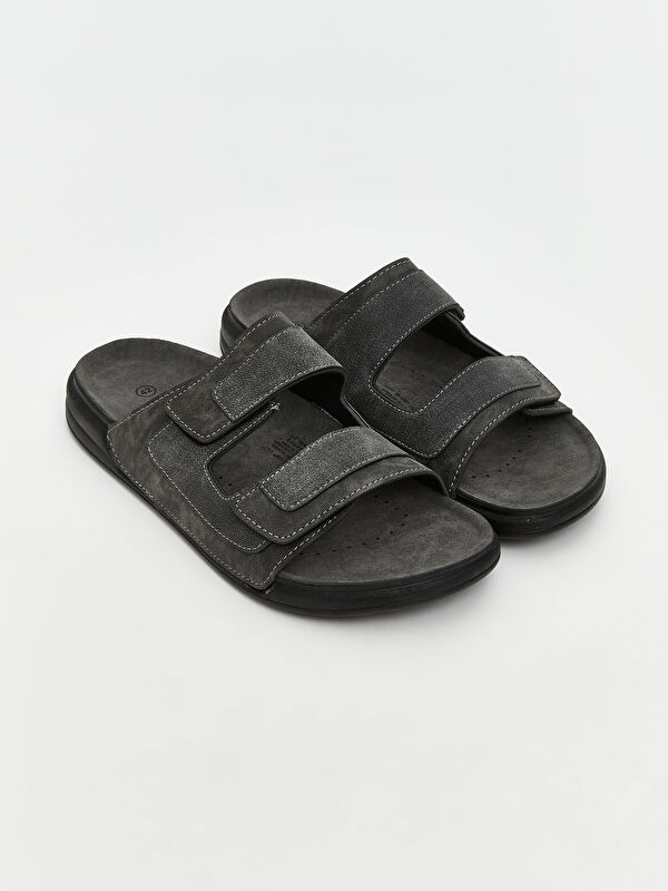 Çift Bantlı Cırt Cırtlı Erkek Terlik - Görsel 2