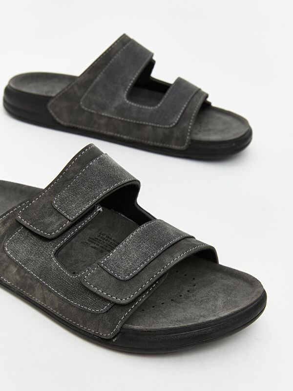 Çift Bantlı Cırt Cırtlı Erkek Terlik - Görsel 4