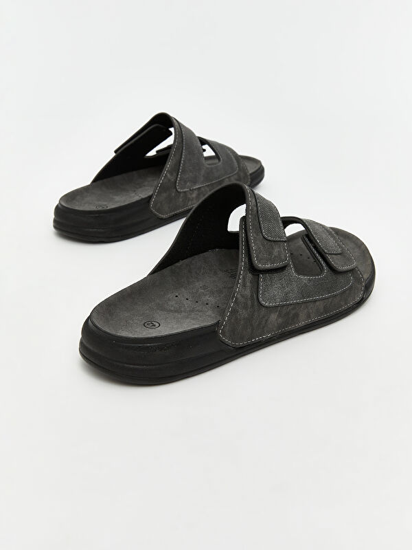 Çift Bantlı Cırt Cırtlı Erkek Terlik - Görsel 6