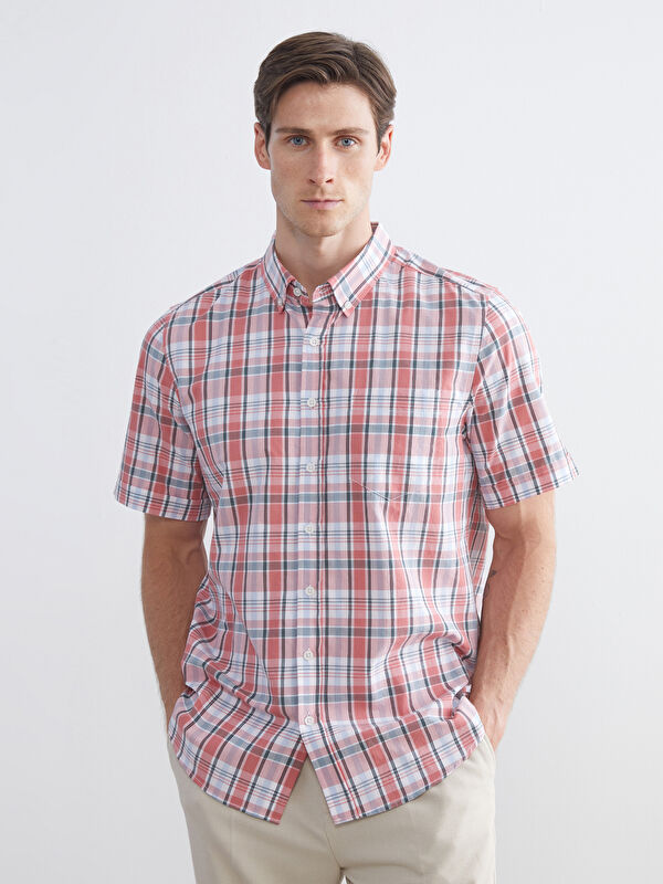 LCWAIKIKI Classic Regular Fit Kısa Kollu Ekose Erkek Gömlek
