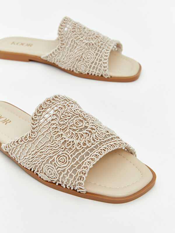 Örgülü Tek Bantlı Kadın Terlik - Görsel 4