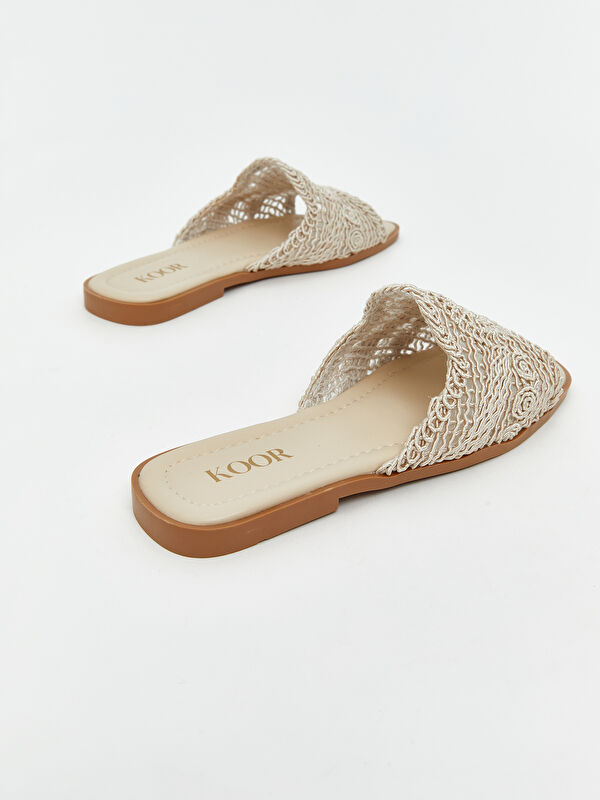 Örgülü Tek Bantlı Kadın Terlik - Görsel 6