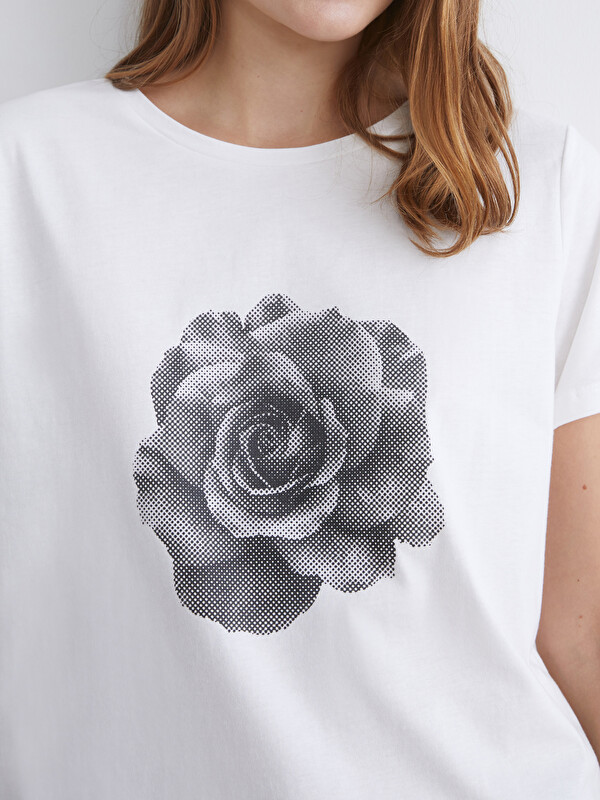 こりそん！！ Yazı Baskılı Crop Kısa Kol Tişört Beyaz – QUZU