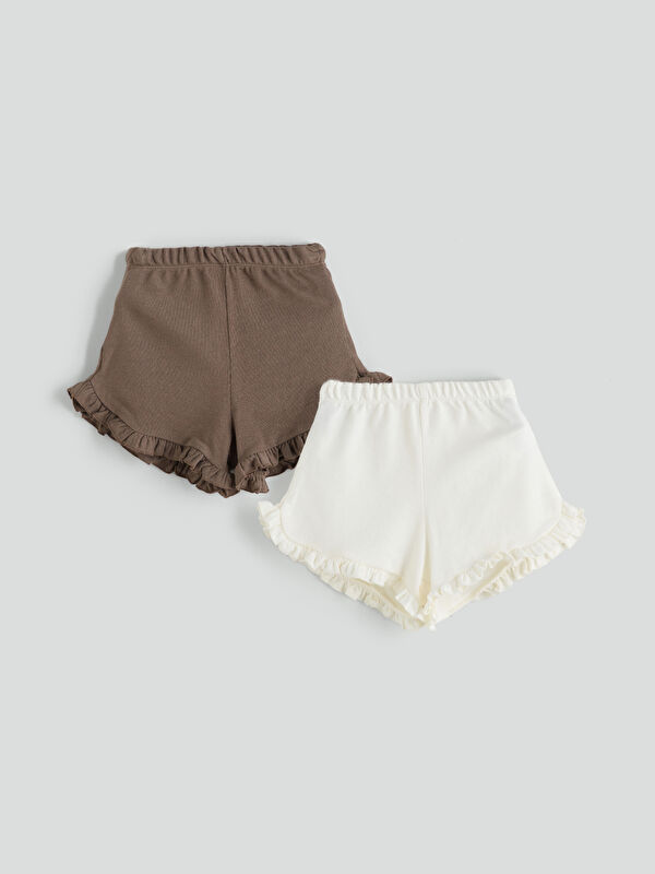 LCW baby Beli Lastikli Basic Kız Bebek Şort 2'li