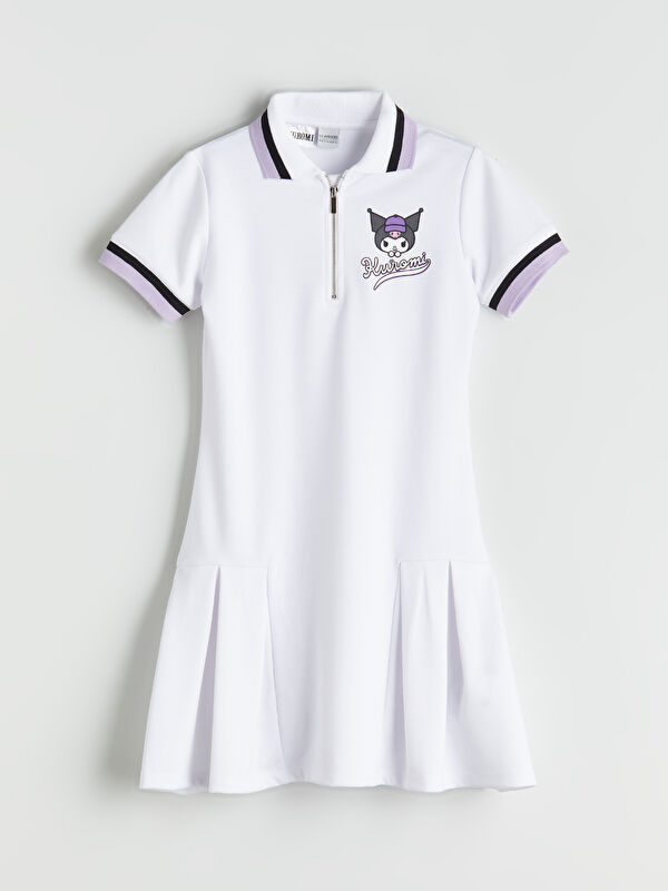 LCW Kids Polo Yaka Kuromi Baskılı Kız Çocuk Elbise
