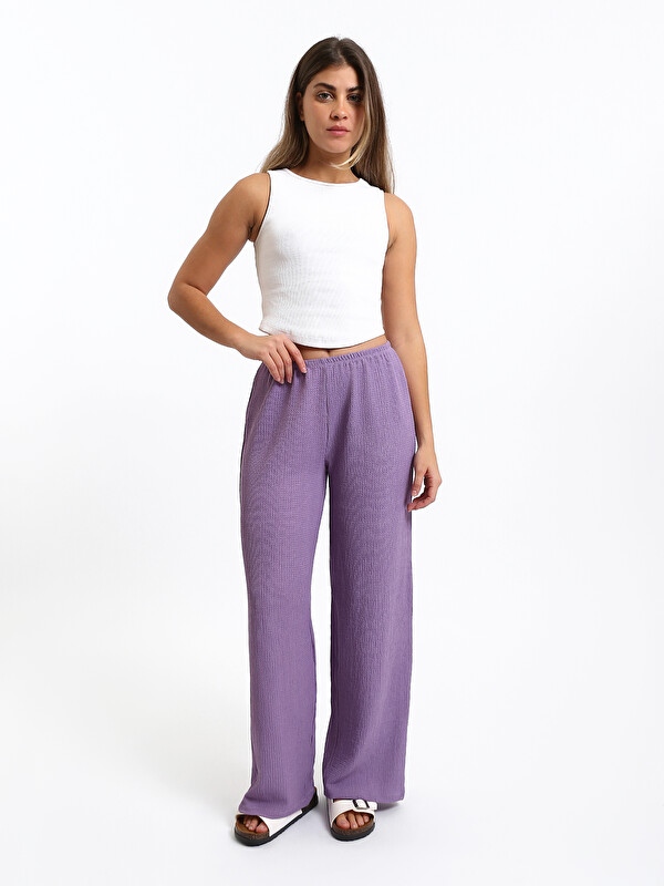 XSIDE Elastic Waist Wide Leg Women's Trousers