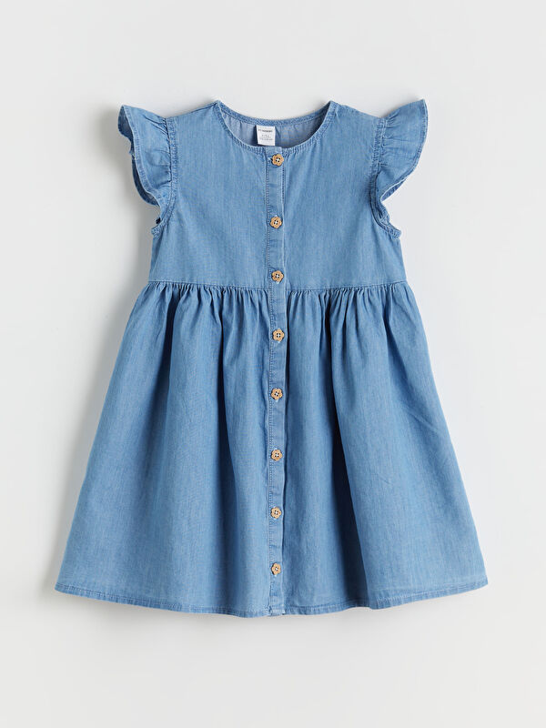 LCW Kids Ruffle Detailed Girls' Denim Dress