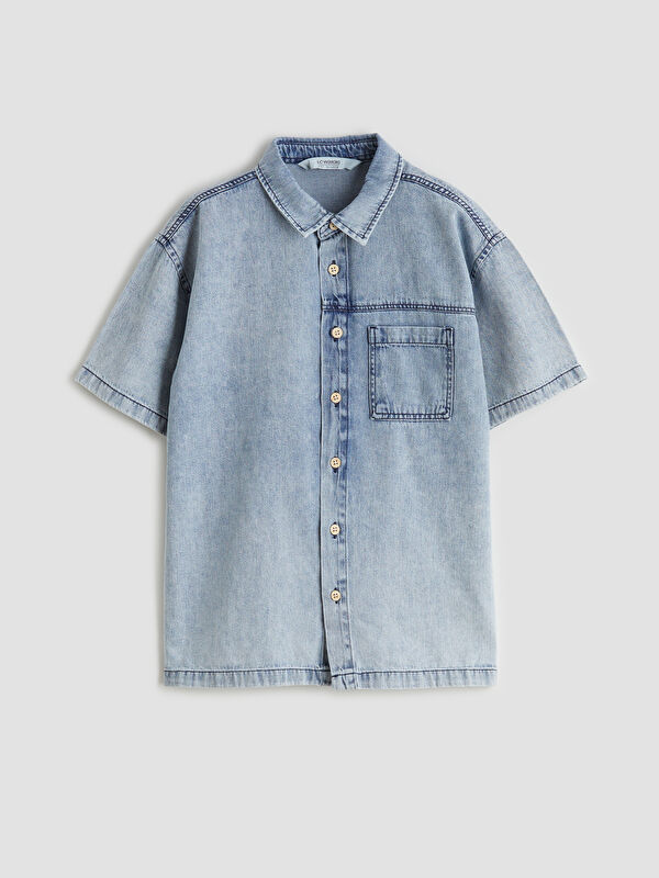 LCW Kids Basic Kısa Kollu Erkek Çocuk Jean Gömlek
