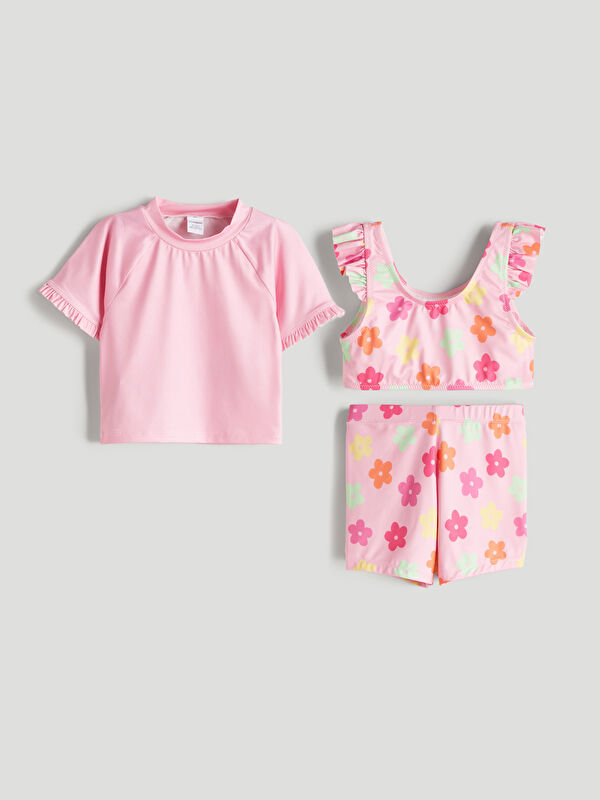 LCW Kids Baskılı Kız Bebek Mayo Takımı