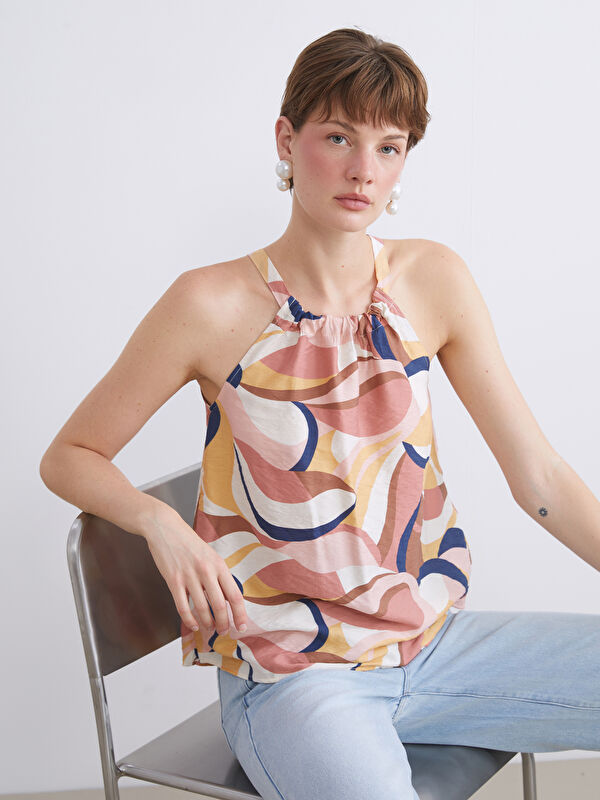 LCW Comfort Halter Yaka Desenli Bluz