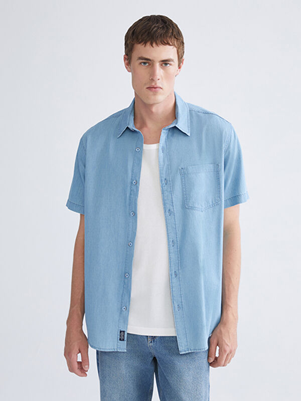 LCW Jeans Regular Fit Kısa Kollu Erkek Jean Gömlek