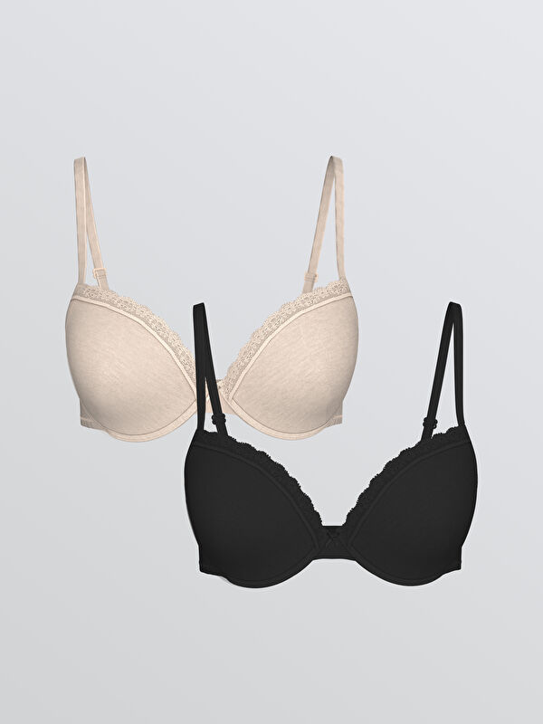 LCW DREAM Balenli Dolgusuz Düz Tişört Sütyen 2'li