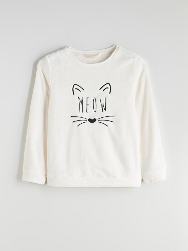 LCW DREAM Nakışlı Kadın Pelüş Pijama Üst