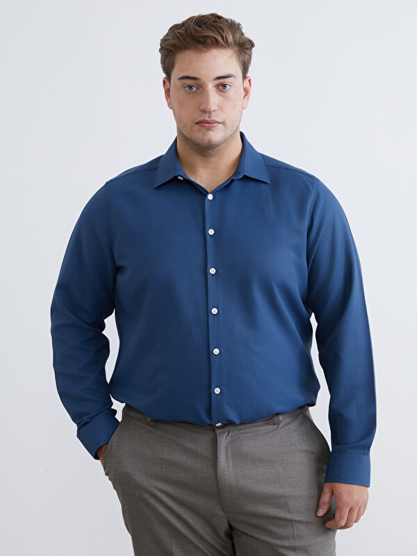LCW BUSINESS Slim Fit Uzun Kollu Armürlü Erkek Gömlek