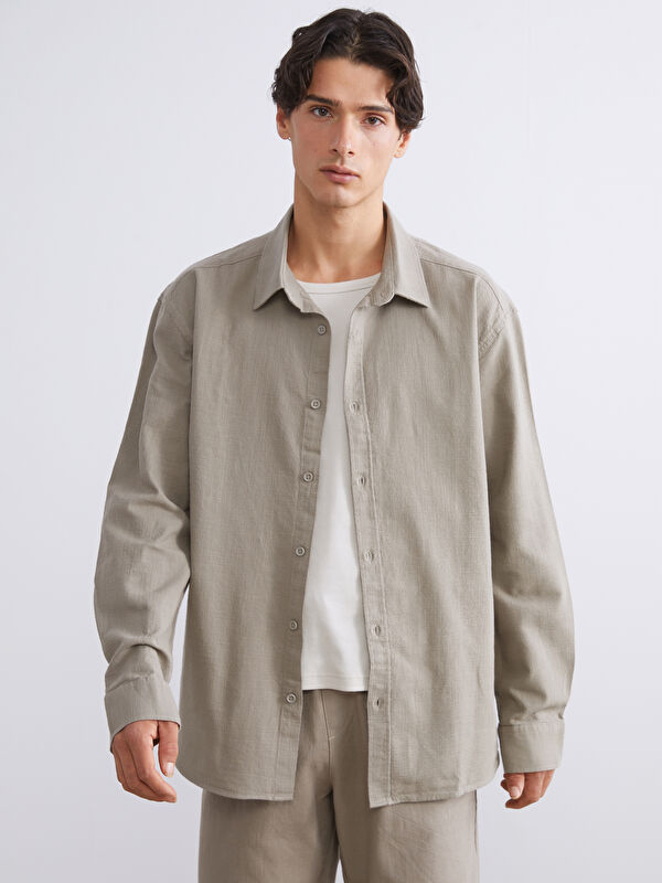 XSIDE Regular Fit Long Sleeve Linen-Look Men's Shirt