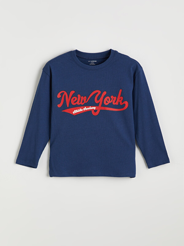 LCW Kids Bisiklet Yaka New York Baskılı Erkek Çocuk Tişört