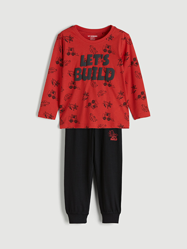 LCW Kids Crew Neck Printed Boys' Pyjama Set