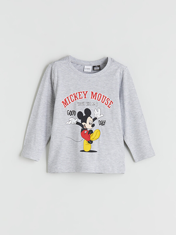 LCW Kids Mickey Mouse Baskılı Erkek Çocuk Pijama Üst