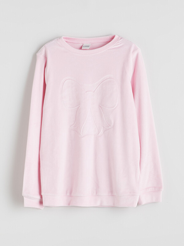 LCW Kids Fiyonk Desenli Kız Çocuk Pijama Üst