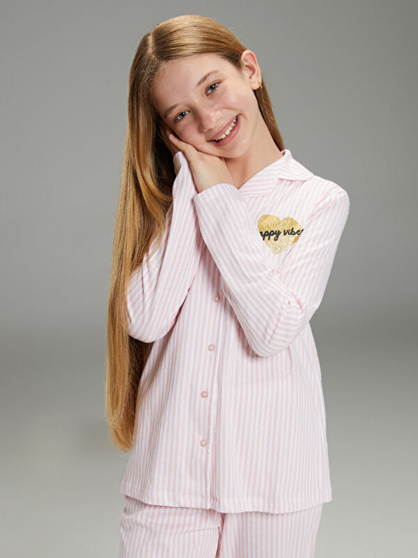 LCW Kids Gömlek Yaka Kız Çocuk Pijama Takımı