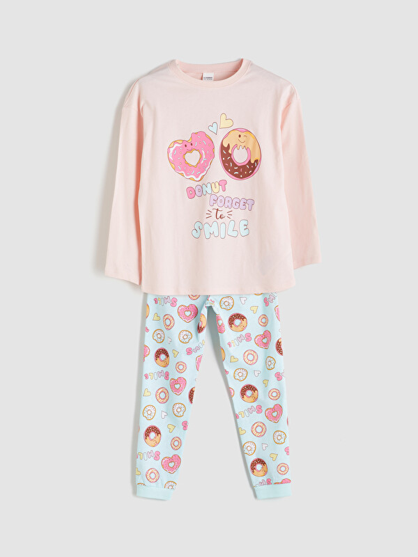 LCW Kids Ensemble de Pyjama Col Rond pour Filles