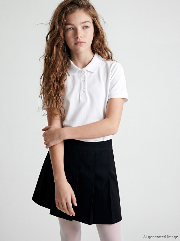LCW Kids Polo Yaka Kız Çocuk Tişört