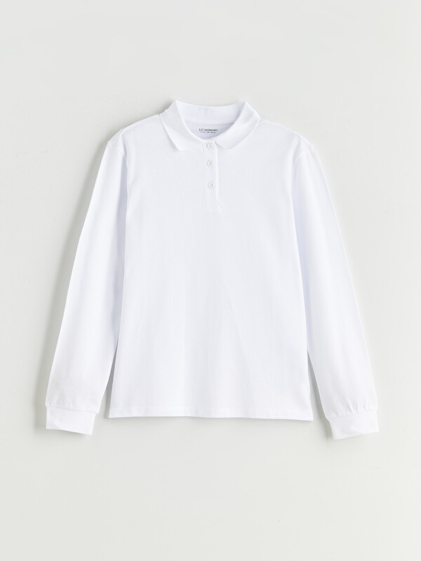 LCW Kids Polo Yaka Basic Kız Çocuk Tişört