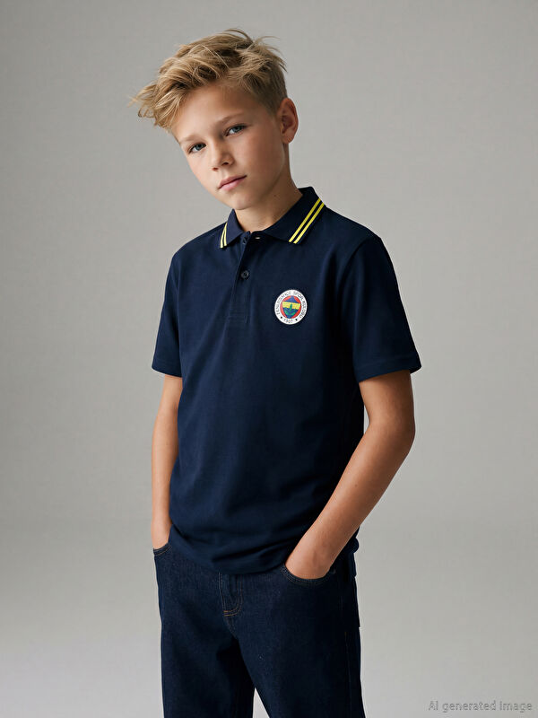 LCW Kids Polo Yaka Fenerbahçe Baskılı Erkek Çocuk Tişört