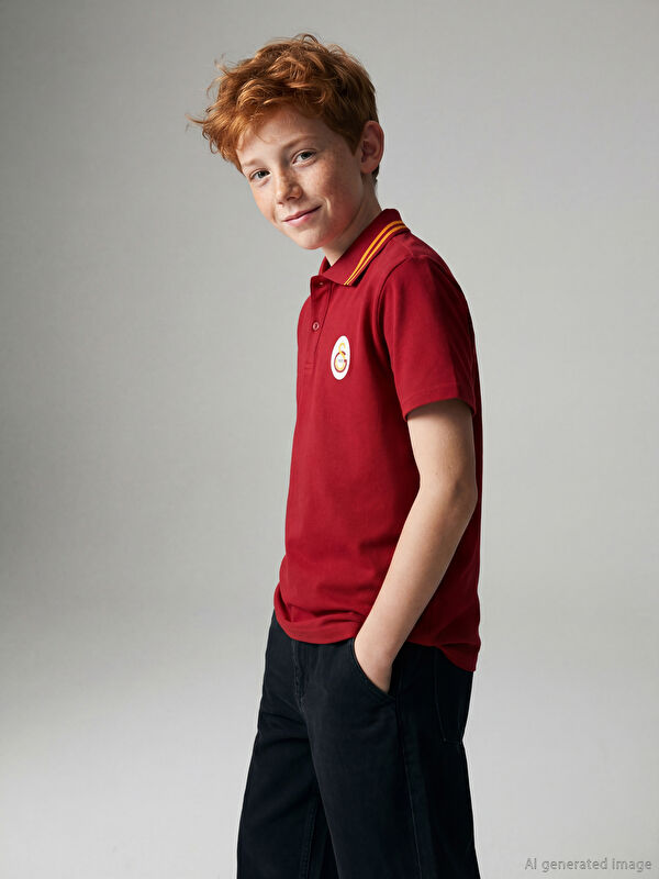 LCW Kids Polo Yaka Galatasaray Baskılı Erkek Çocuk Tişört