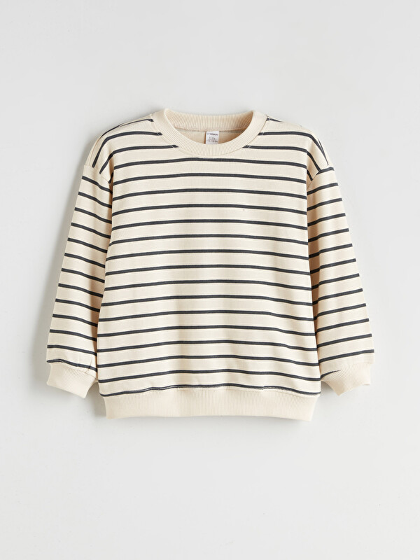 LCW Kids Bisiklet Yaka Çizgili Erkek Çocuk Sweatshirt